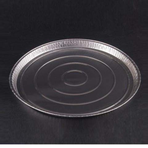 Embalagem circular de alumínio com borda ondulada Ø295x16 mm - A 1000 (vista oblíqua - fundo preto)