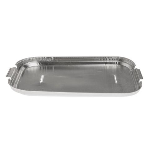 Aluminum foil rectangular lid for container D 370 158x102x7 mm - ED 370 (oblique view)