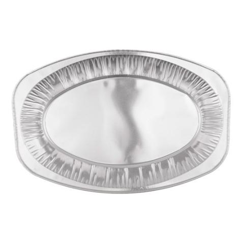 Bandeja de aluminio oval com borda ondulada 425x288x25 mm - D 43X28 (vista da planta)