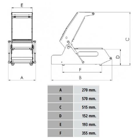 Termoselladora manual - TERM plastico (dimensiones)