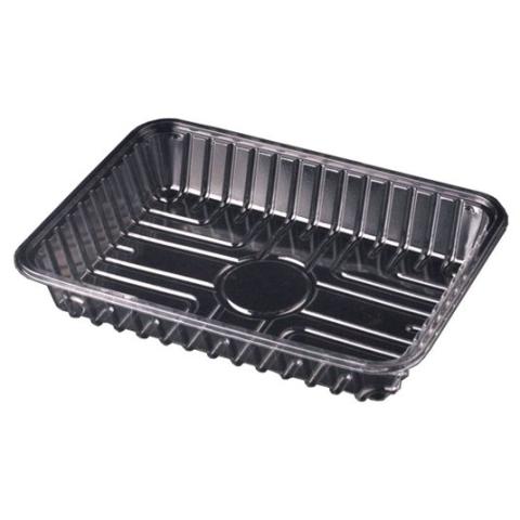 Rectangular transparent OPS plastic container without lid 1100 ml. 250x182x40 mm. - GO 1100 (old oblique view)