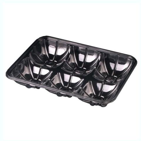 Rectangular transparent PET plastic compartmentalized container 250x182x40 mm. - GOT 1100 A (oblique view II)