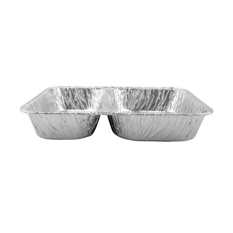 Envase de aluminio rectangular compartimentado con borde rizado 227x177x40 mm - R808 -1020 G (vista lateral)
