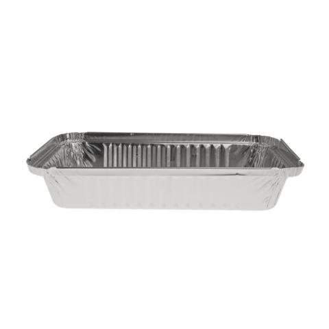 Envase de aluminio rectangular con borde rizado 224x132x34 mm - R 65 - 650 L (vista lateral)