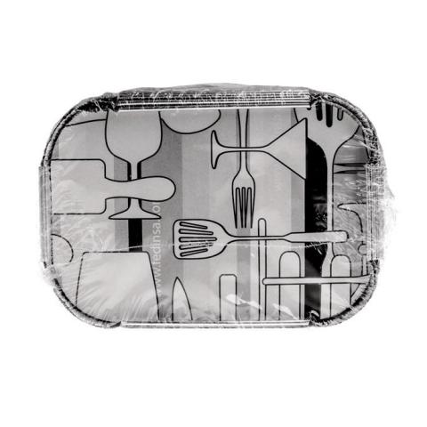 Rechteckige Aluminiumschale mit Bördelrand und erhöhtem Rand 152x107x32 mm - CE 380 (Draufsicht)