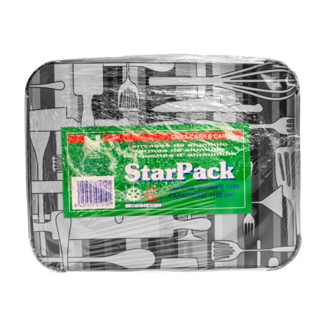 Rectangular aluminum foil container with crimped edge 227x177x35 mm - CE 1500 (plan view)