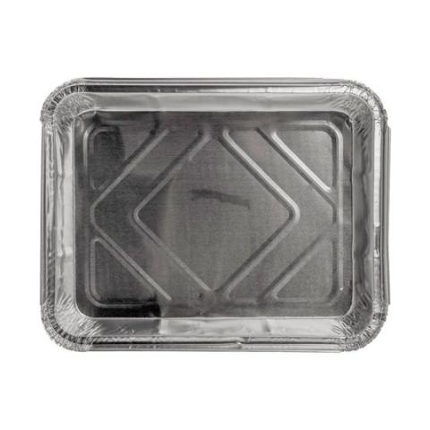 Barquette rectangulaire en aluminium avec bord roulé et rebord relevé 227x177x35 mm - E 1100 (vue en plan)