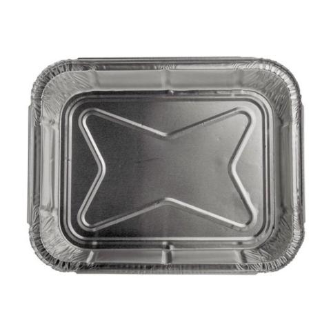 Rectangular aluminum foil container with rolled rim and raised edge 240x188x35 mm - E 1180 (plan view)