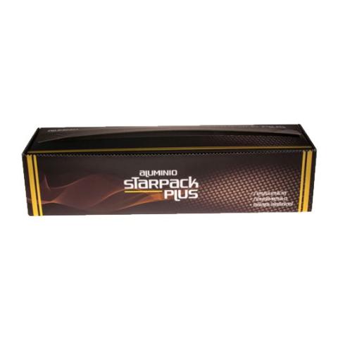 Rolo de papel alumínio alimentar STARPACK PLUS 40cmx270 m - E.40X270PLUS2 (vista da embalagem + rolo)