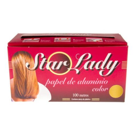 Rouleau de papier aluminium spécial coiffure 100 m, couleur or – STARLADY ORO (vue frontale)