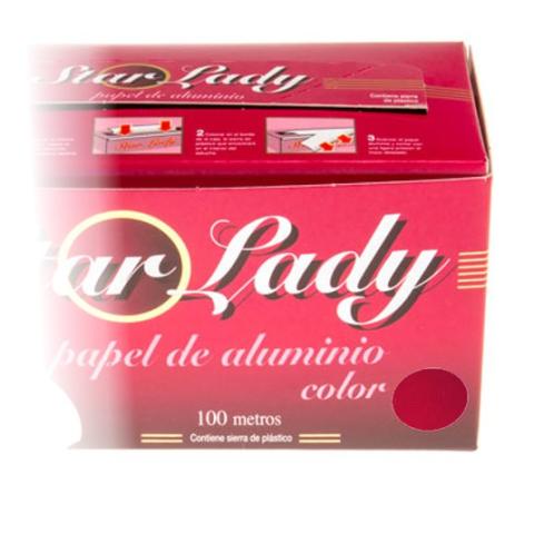 Special aluminium foil roll for hairdressing 100 m, red color – STARLADY ROJO (detail view)