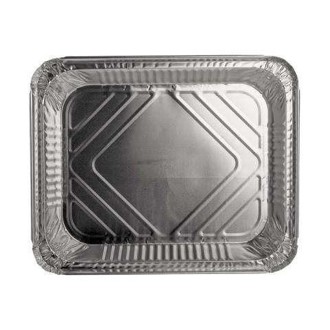 Barquette rectangulaire en aluminium avec bord roulé et rebord relevé 324x264x38 mm - E 2450 (vue en plan)