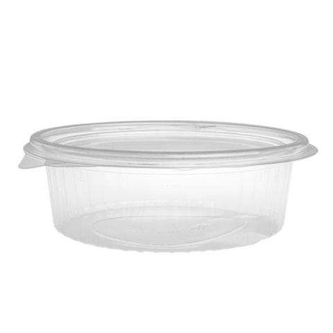 Embalagem de plástico OPS transparente oval com tampa 500 ml 166x132x55 mm - G500 (vista em elevação)