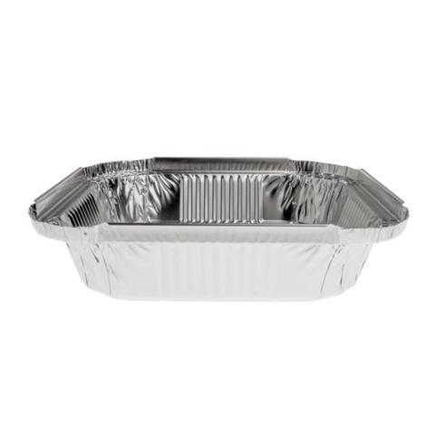 Envase de aluminio cuadrado con borde rizado y canto alzado 157x157x32 mm - R 560 L (vista alzado)