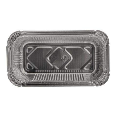 Envase de aluminio rectangular con borde rizado y canto alzado 211x146x40 mm - R 13–670 L (vista planta)