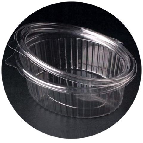 Oval transparent OPS plastic container with lid 1000 ml 200x165x68 mm - G 1000 (oblique view II)